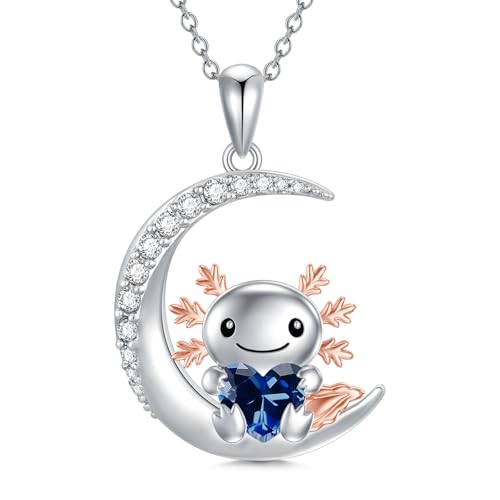 PROESS Axolotl Kette 925 Sterling Silber September Geburtsstein Halskette Axolotl Schmuck Geschenke für Damen von PROESS