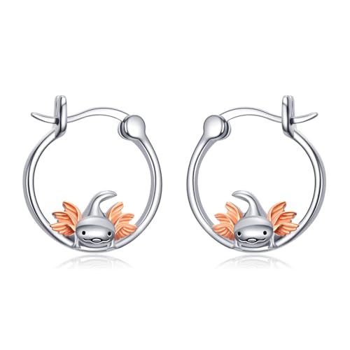 PROESS Axolotl Ohrringe 925 Sterling Silber Axolotl Creolen hypoallergen Axolotl Schmuck Geschenke für Frauen Mädchen von PROESS
