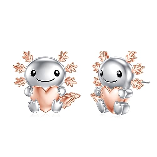 PROESS Axolotl Ohrringe für Damen 925 Sterling Silber Herz Ohrringe Axolotl Schmuck Geschenke für Frauen von PROESS
