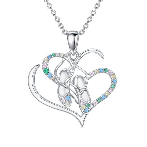 PROESS Ballerina Kette Ballett Schuh Halskette 925 Sterling Silber Ballerina Anhänger Ballett Schuhe Schuh Anhänger Tanzaufführung Geschenke für Mädchen Frauen von PROESS