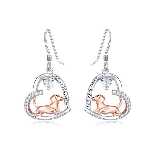 PROESS Dackel Ohrringe 925 Sterling Silber Hunde Ohrringe Dackel Schmuck Geschenke für Frauen Mädchen Hundeliebhaber von PROESS