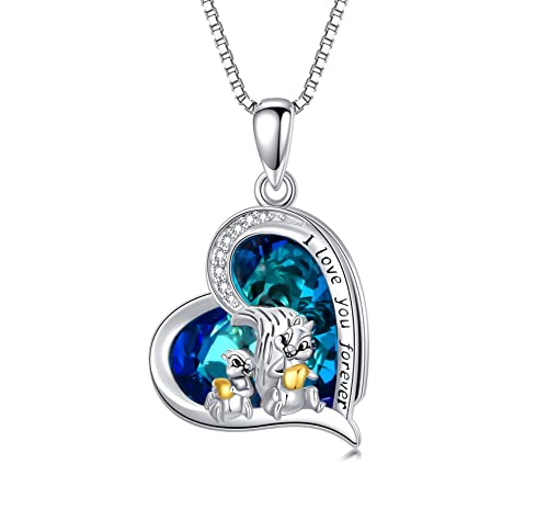 PROESS Eichhörnchen Halskette 925 Sterling Silber Kristal Niedlich Eichhörnchen Anhänger Kette Eichhörnchen Schmuck Geschenke für Frauen und Mädchen Eichhörnchen-Liebhaber von PROESS