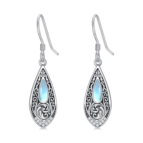 PROESS Filigraner Mondstein Ohrringe 925 Sterling Silber Filigraner Dangle Ohrringe Mondstein Schmuck Muttertags Geschenke für Damen Frauen Mädchen Mama von PROESS