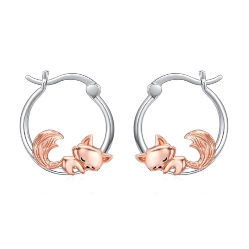 PROESS Fuchs Ohrringe 925 Sterling Silber Fuchs Creolen Fuchs Schmuck Geschenke Hypoallergene Ohrringe für Mädchen Frauen Freunde Mädchen von PROESS