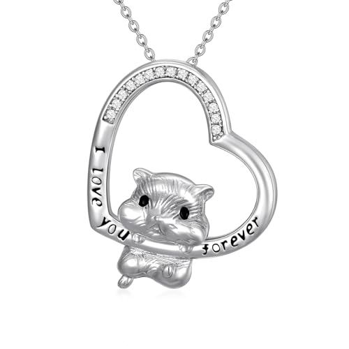 PROESS Hamster Halskette 925 Sterling Silber Niedlicher Meerschweinchen Anhänger Kette Hamster Liebhaber Schmuck Geschenke für Frauen Mädchen von PROESS