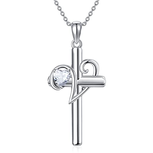 PROESS Initialen Kreuz Halskette 925 Sterling Silber A-Z Mit Buchstaben Halskette Initial Kreuz Anhänger Kette Initial Schmuck Geschenke für Frauen und Mädchen (22-V) von PROESS
