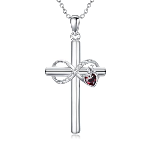 PROESS Kreuz Kette 925 Sterling Silber Unendlichkeit Hirschgeweih Halskette Kreuz Anhänger Schmuck Geschenk für Frauen von PROESS