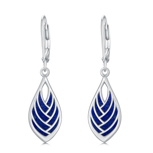 PROESS LapislazuliOhrringe 925 Sterling Silber tropfenförmige Ohrhänger Hypoallergen tropfenförmiger Lapislazuli Schmuck Geschenke für Frauen Muttertag Geburtstag Weihnachten von PROESS