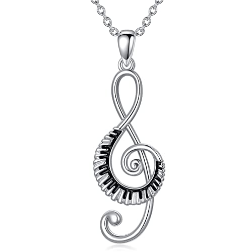 PROESS Musik Noten Kette Klaviertastatur Halskette 925 Sterling Silber Violinschlüssel Anhänger Musik Schmuck Geschenke für Frauen Musikliebhaber von PROESS