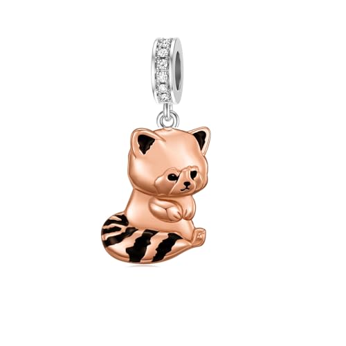 PROESS Roter Panda Charm Perle 925er Sterling Silber Roter Panda Anhänger für Armband Roter Panda Schmuck Geschenke für Frauen Mädchen Roter Panda Liebhaber Tochter von PROESS