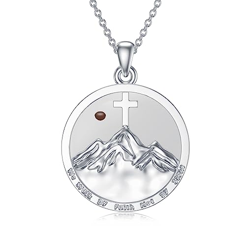 PROESS Senfkorn Halskette 925 Sterling Silber Berg Anhänger Kette weißer Muschel Senfkorn Schmuck Geschenke für Damen und Herren von PROESS