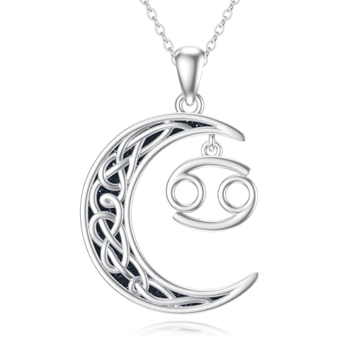 PROESS Sternzeichen Krebs Halskette 925 Sterling Silber 12 Sternbilder Anhänger Horoskop Zeichen Halsketten Schmuck Geschenke für Frauen Männer von PROESS