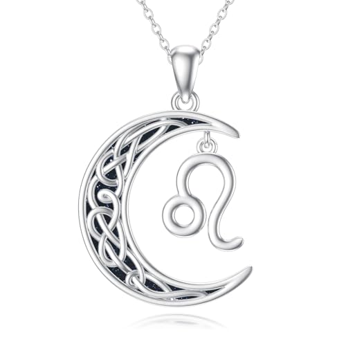 PROESS Sternzeichen Löwe Halskette 925 Sterling Silber 12 Sternbilder Anhänger Horoskop Zeichen Halsketten Schmuck Geschenke für Frauen Männer von PROESS