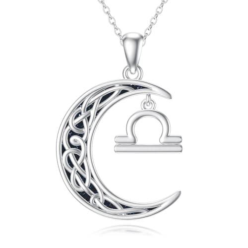 PROESS Sternzeichen Waage Halskette 925 Sterling Silber 12 Sternbilder Anhänger Horoskop Zeichen Halsketten Schmuck Geschenke für Frauen Männer von PROESS