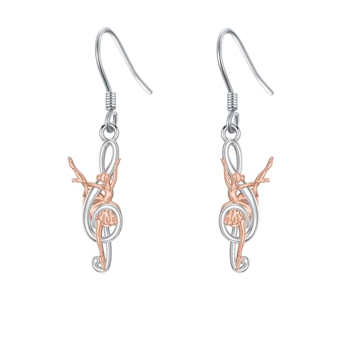 PROESS Tanz Ohrringe 925er Sterlingsilber Ballerina Tanz Ohrhänger Gymnastiktänzer Thema Schmuck Ballett Tanz Konzert Wettbewerb Geschenke für Mädchen Frauen von PROESS