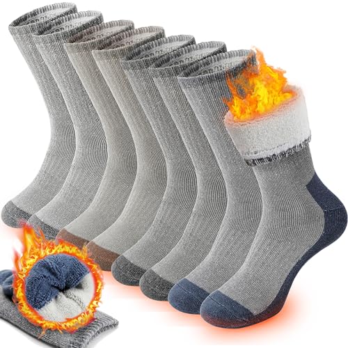 PROETRADE Merino Thermosocken Wollsocken Herren Damen Socken Wolle Dicke Wintersocken Warme Wandersocken Sportsocken Atmungsaktiv Trekkingsocken Geschenke Arbeitssocken Outdoor 4 Paar(Sortiert A,M) von PROETRADE