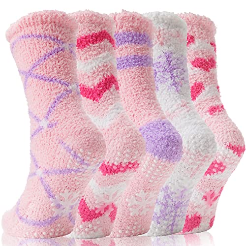 PROETRADE Kuschelsocken Stoppersocken für Damen Herren Dicke Warme Flauschige Antirutschsocken Geschenke für Frauen Männer Weihnachten Weihnachtssocken Weihnachtsgeschenke Winter Haussocken(Lila) von PROETRADE