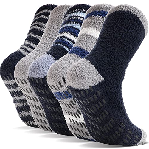 PROETRADE Kuschelsocken Stoppersocken für Damen Herren Winter Dicke Warme Wintersocken Flauschige Antirutschsocken Geschenke für Frauen Männer Weihnachtssocken Weihnachtsgeschenke Haussocken(Blaud) von PROETRADE