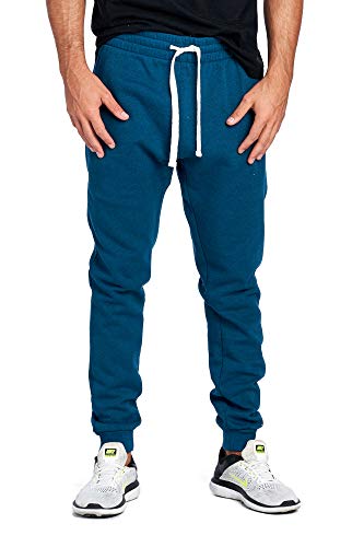 PROGO USA Herren Casual Jogger Sweatpants Basic Fleece Marled Jogger Hose Elastische Taille, midnight, Mittel von PROGO USA