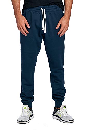 PROGO USA Herren Casual Jogger Sweatpants Basic Fleece Marled Jogger Hose Elastische Taille, navy, XX-Large von PROGO USA