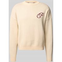 PROHIBITED Oversized Strickpullover mit Label-Print in Ecru, Größe XL von PROHIBITED
