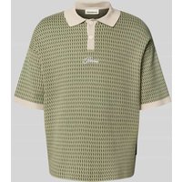 PROHIBITED Relaxed Fit Strick-Poloshirt mit Label-Stitching in Gruen, Größe L von PROHIBITED
