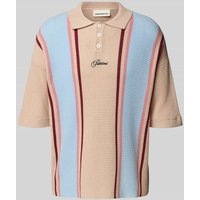 PROHIBITED Relaxed Fit Strick-Poloshirt mit Label-Stitching in Hellblau, Größe XL von PROHIBITED