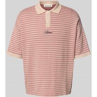 PROHIBITED Relaxed Fit Poloshirt mit Label-Stitching in Rot, Größe XXL von PROHIBITED