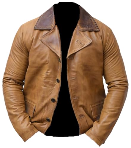 PROMENADE CHIC Herren RDR2 Red Redemption II Dead Arthur Tan Brown Leather Blazer Coat Jacket, Braun – Kunstleder, 3XL von PROMENADE CHIC