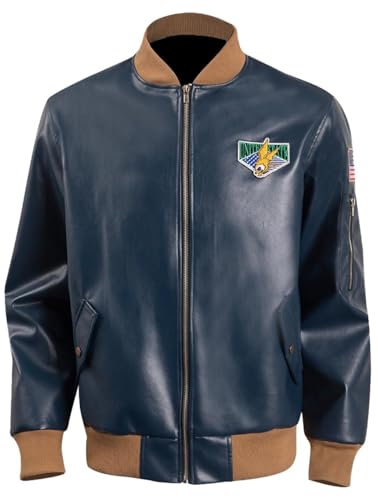 PROMENADE CHIC RE4 Remake Leon Insignia Lederjacke, Blau: Kunstleder, XXL von PROMENADE CHIC