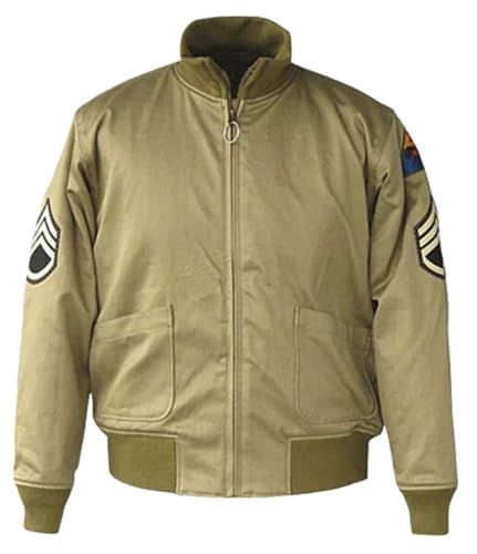 PROMENADE CHIC WW2 Brad Wardaddy Military Tanker US Army Bomberjacke mit Patches, Khaki - Baumwolle, XXL PROMENADE CHIC WW2 Brad Wardaddy Military Tanker US Army Bomberjacke mit Patches, Khaki - Baumwolle, XXL von PROMENADE CHIC
