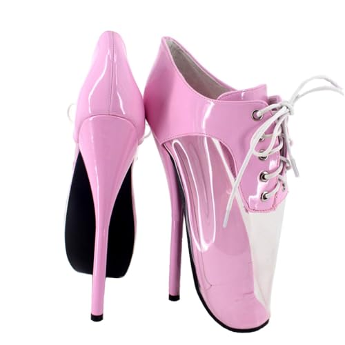 High Heels Hohe Absätze 18cm Ballett Schuhe Frauen Transparent Dünne Absätze High Heels-pink||44 von PROMI