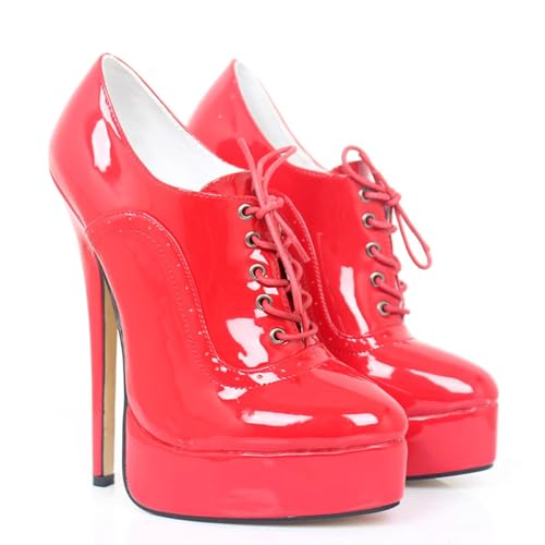 High Heels Hohe Absätze 18cm Schnürschuhe Für Frauen-red||46 von PROMI