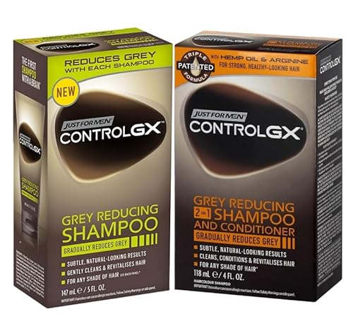 Just for Men Control GX 2-in-1-Shampoo und Conditioner, 118 ml + Shampoo zur Reduzierung von grauem Haar mit Aloe Vera und Kokosöl, 118 ml Promoo von PROMOO