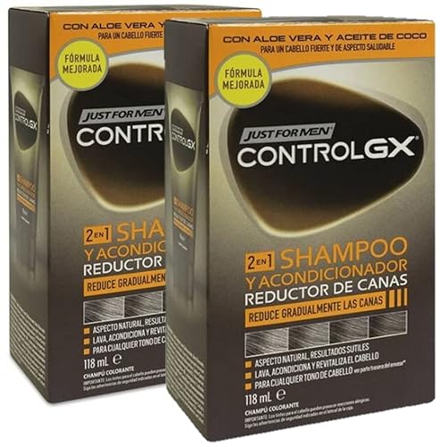Just for men Control GX, Grey Reducing 2-in-1 Shampoo & Conditioner für graues Haar, neue verbesserte Formel – alle Farbtöne, 118 ml - 2er Pack von PROMOO