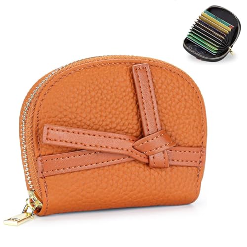 PROMOTEUP Kreditkartenetui für Damen aus Leder mit RFID-Blockierung, 11 Kartenfächer, Reißverschluss von RisePlus