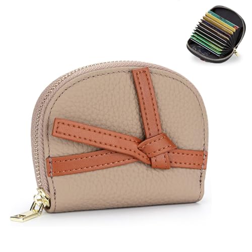 PROMOTEUP Kreditkartenetui für Damen aus Leder mit RFID-Blockierung, 18 Kartenfächer, Reißverschluss von RisePlus