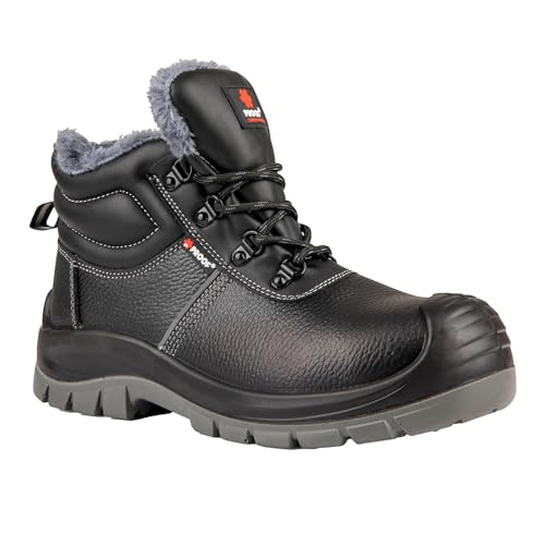 PROOF COMFORT & SAFETY Sicherheitsschuhe Arbeitsschuhe Winter Stahlkappe Winterschuhe Stahlkappenschuhe Schuhe Spaltleder Winterstiefel Gefüttert Eva Mesh Einlegesohle Warm Leicht Schwarz 45 Squall von PROOF comfort&safety