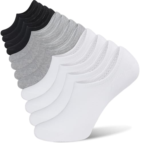 PROPOG 12 Paar Sneaker Socken Damen 39-42 35-38, Füsslinge Damen Herren Füßlinge No Show Socken Sneakersocken mit Rutschfest Silikon Kurze Laufsocken Unisex Unsichtbare Sportsocken von PROPOG