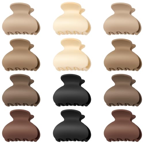 PROPOG Haarklammer Klein Haarspangen Damen, Matt Haarklammern Rutschfestes Haarspange Mädchen Kinder Frauen Dickes Dünnes Haar 4cm Hair Clip Mini Accessoires Damen 12 Stück von PROPOG