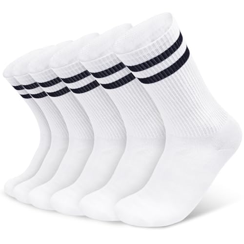 PROPOG Sneaker Socken Damen Herren 6 Paar Weiße Tennissocken Sportsocken Damen 35-38 Atmungsaktiv Baumwollsocken Lange Sneakersocken Arbeitssocken Laufsocken Unisex von PROPOG