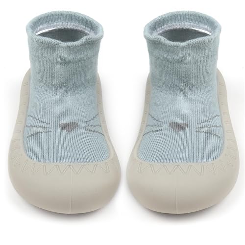 PROPOG Sockenschuhe Baby Kinder, Krabbelschuhe Baby Schuhe Weicher Barfußschuhe Hausschuhe, Stricken Antirutschsocken Haussocken Kinder Lauflernschuhe für Mädchen Junge von PROPOG