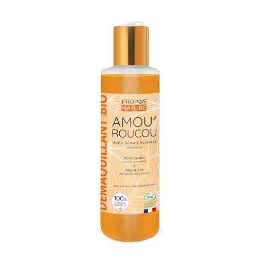 AMOU'ROUCOU Bio-Abschminköl, Roucoal, Vitamin E, Pflaumenmandel, Anti-Aging & Glanz, hergestellt in Frankreich, 125 ml PROPOS'NATURE von PROPOS'NATURE