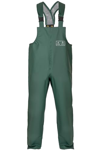 PROS 001 Regenhose Wasserschutzlatzhose Latzhose Arbeitshose Herren Damen EN ISO 13688 EN 343 Schweißnähte Plavitex Winddicht wasserdicht Outdoor grün (52) von PROS