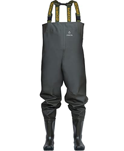 PROS Wathose wasserdichte Anglerhose Fischerhose Dunkles Oliv 41 EU von PROS