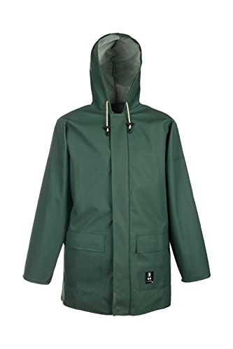 PROS WASSERSCHUTZJACKE 3/4 REISSVERSCHLUSS + DRUCKKNÖPFE Regenjacke Arbeitsjacke Schutzjacke Kapuze Taschen Winddicht wasserdicht (54) von PROS