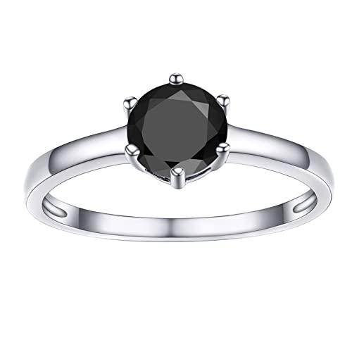 PROSILVER 925 Silber Solitär Verlobungsring für Damen Schwarzen Zirkonia Eternity Vorsteckring Ehering Antragsring Finger Schmuck Accessoire Ring Größe 67 von PROSILVER