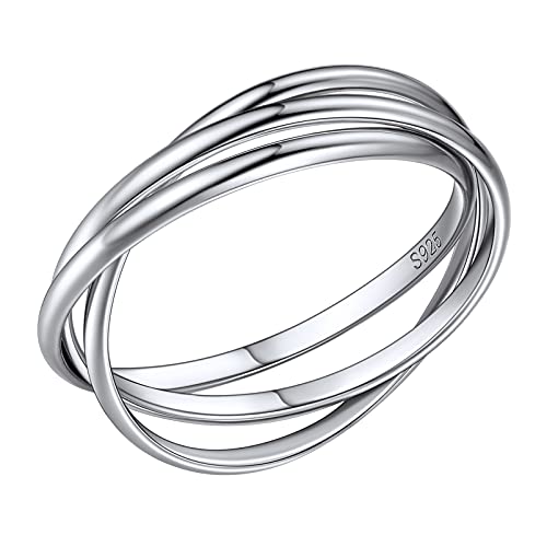 PROSILVER 925 Silber Verlobungsring für Männer Herren 3er-Ringe Wickelring Fingerring Minimalist Ehering Memoirering Trauring Hochzeitsring Ring Größe 67 von PROSILVER