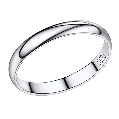 PROSILVER 925 Silber Verlobungsring für Männer Herren 3mm glänzender Fingerring Minimalist Ehering Memoirering Antragsring Finger Schmuck Accessoire Ring Größe 67 von PROSILVER