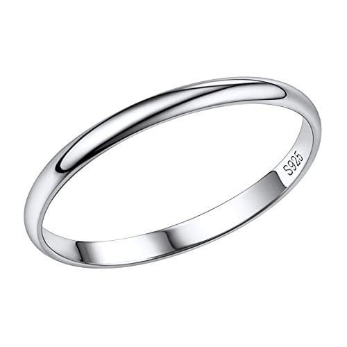 PROSILVER 925 Sterlingsilber Trauring Hochzeitsring Ewigkeitsring für Damen 2mm glänzender Verlobungsring Ehering Fingerring Minimalist Finger Schmuck Größe 49 von PROSILVER